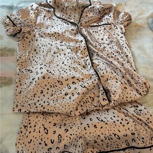 She + Sky Animal Print Satin Top